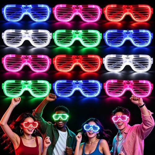 TLDNZXY 12 Stück Mitgebsel Kindergeburtstag LED Brille Partybrille Gastgeschenke Leuchtende Rave Party Brille Partybrillen Give Aways Kindergeburtstag übernachtungsparty Festival Neon Party Deko