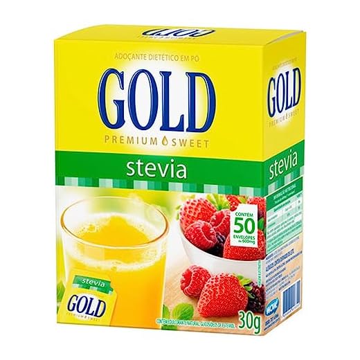 GOLD Adoçante Dietético Stevia Em Pó Gold 50 Sachês X 0 6G