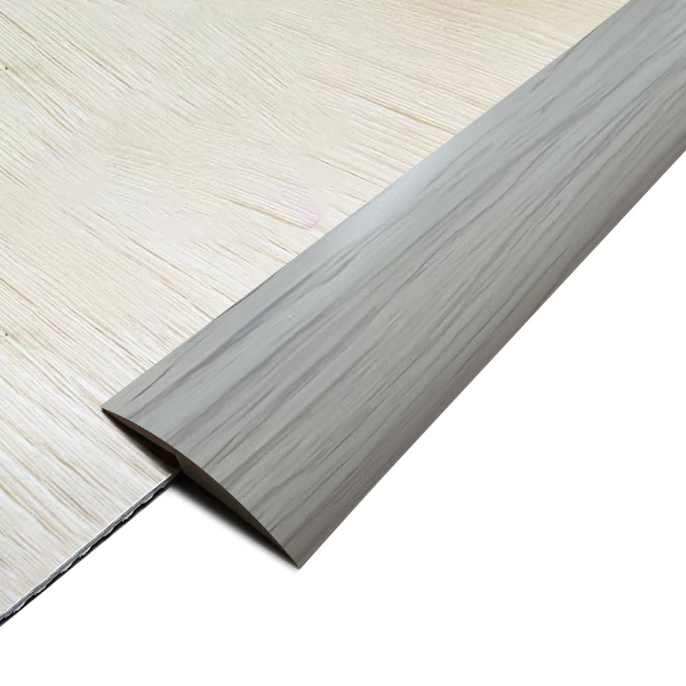 Floor Transition Strip Self Adhesive,PVC Carpet to Tile Flooring Transition Strip,Vinyl Flexible Flooring Transition Strip for Carpet Threshold Transition Strip (Grey Wood Grain, 5mm/10FT)
