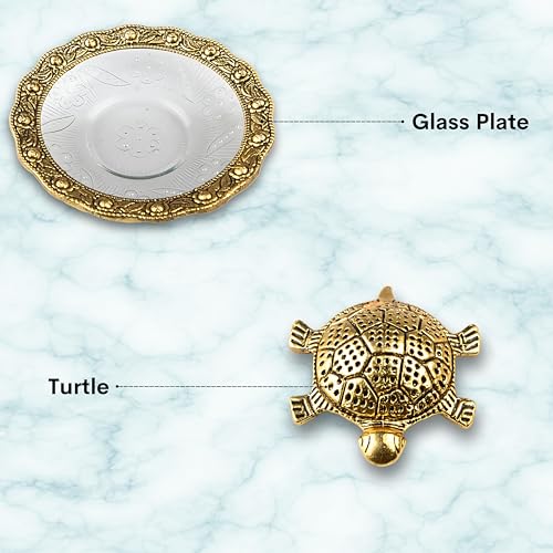 Estatua Tortuga Feng Shui sobre Plato de Vidrio miniatura 2