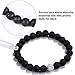 BBTO 4 Pcs Couples Bracelets Long Distance Matching Bracelets 8mm Howlite Beads Black Matte Agate for Couples Gift Religion Charm Friendship BFF Jewelry
