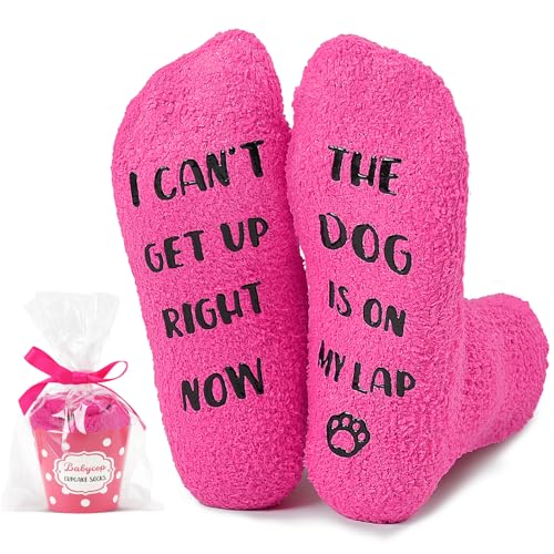 Funny Gifts for Mom, Dog Mom Gifts for Women, Fuzzy Dog Socks, Christmas Stockings Stuffers