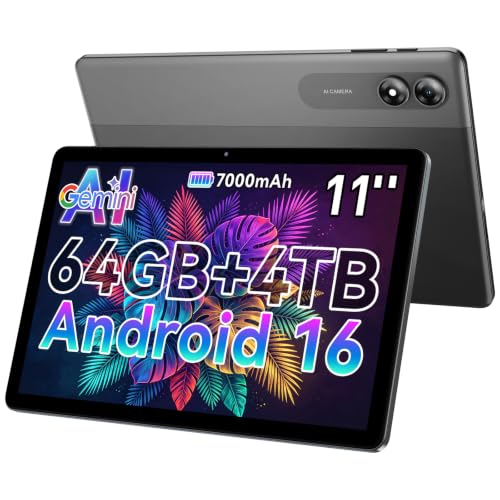Image of TABWEE T30 Tablet 11 inch Android 16 Tablet with Gemini 4.0 | 64GB ROM 16GB RAM Storage 4TB Expandable,7000mAh Battery,1280x800 IPS Touch Screen, WiFi,for Family and Business Bulk Buying