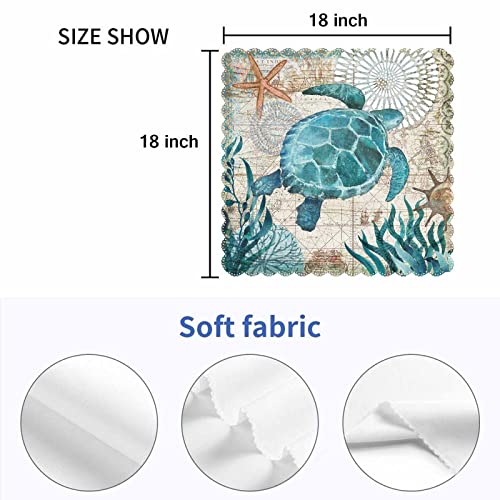 Mxocom Green Sea Turtle Cloth Napkins Set Of 4 Starfish Mandala Flower Seaweed Sailboat Sea Voyage Retro Style Dinner Napkins Washable For Home, Parties, Weddings And Banquet 18 X 18 Inch #TOP4