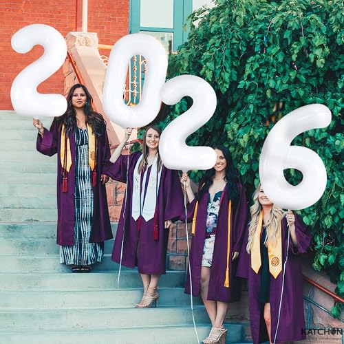 Image of White 2026 Balloons 42 Inch, Giant - White Graduation Decorations 2026, Foil Number 2026 Graduation Balloons Class of 2026 Decorations | Graduation Party Decorations | Prom Decorations 2026, Katchon