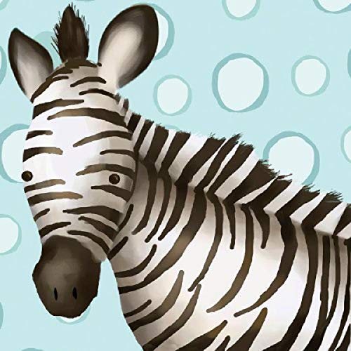 Oopsy Daisy Timmy The Zebra Powder Blue Stretched Canvas Wall Art by Meghann O'Hara, 10 by 10-Inch