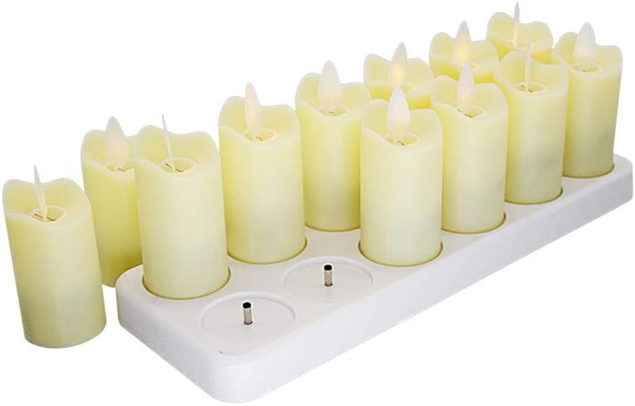 Black Friday - 50% OFF 12pcs Flickering Flameless Candles with Moving Wick, Rechargeable Tea Light Candles with Chargeable Base, Battery Operated LED Candles, Pillar Electric Lights for Garden Home Party Wedding Festival Lowest Price 12pcs Flickering Flameless Candles with Moving Wick, Rechargeable Tea Light Candles with Chargeable Base, Battery Operated LED Candles, Pillar Electric Lights for Garden Home Party Wedding Festival