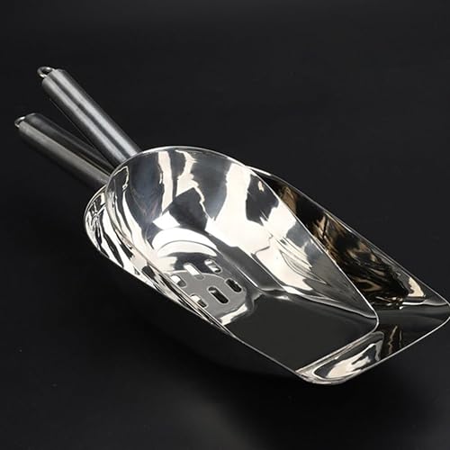 Miniatura 4 de Luxshiny Cucharas de hielo con agujeros de acero inoxidable ranurado cuchara de comida para perros Cuchara de arena para gatos, pala profunda,