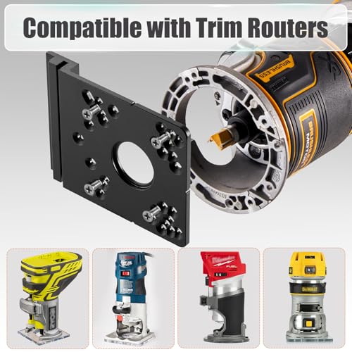 Image of Universal Router Guide Rail Adapter,Designed for most Brand Fixed-Base Compact Routers,Compatible with Ma-kita&Fes-tool Track Saw Guide Rail ;Aluminium Router Base with 2 Pack Rail Stops
