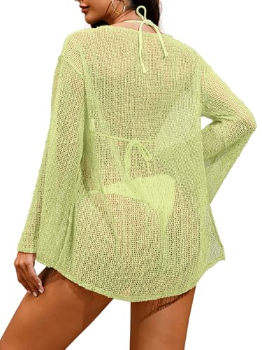 Image of Lilosy Sexy Crochet Sheer Kaftan Caftan Beach Dress Bathing Suit Swim Coverup Summer Vacation Outfits One Piece