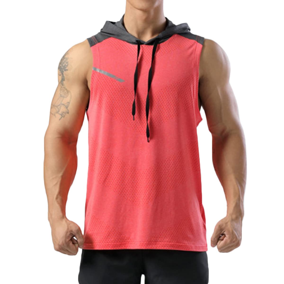 MagiftboxMens Sleeveless Workout Hoodie Shirts Cut Off Hooded Athletic Gym Tank Tops for Men T55N