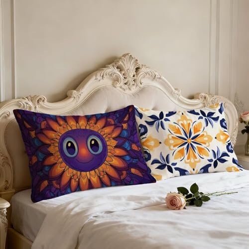 Coussin avec fermeture éclair invisible violet 60x80 : idée cadeau salon - 5