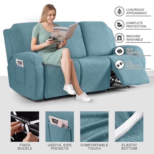 Image of Timeles Recliner Covers for 3 Seater Reclining Couch Covers Sofa Slipcover Furniture Protector for Dogs and Pets Stretch Soft Washable (Three-Seater, Teal)