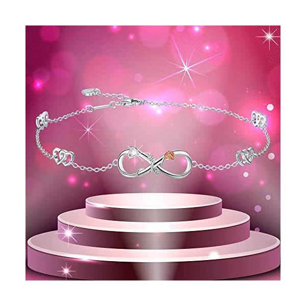 Ankle Bracelets for Women, Sterling Silver Infinity Foot anklets Large Bracelet, Valentines Day Jewelry Birthday Gifts for Wife Daughter