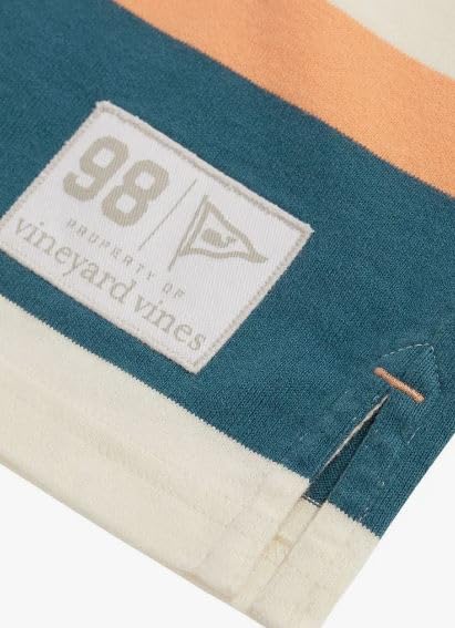 vineyard vines Boys' Multi-Stripe Rugby Polo Shirt, Melon, XL4