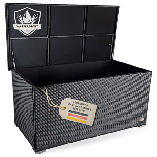 RS Trade Auflagenbox Wasserdicht XXL, 950l, Schwarz, Gartenbox, Aufbewahrungsbox Garten...