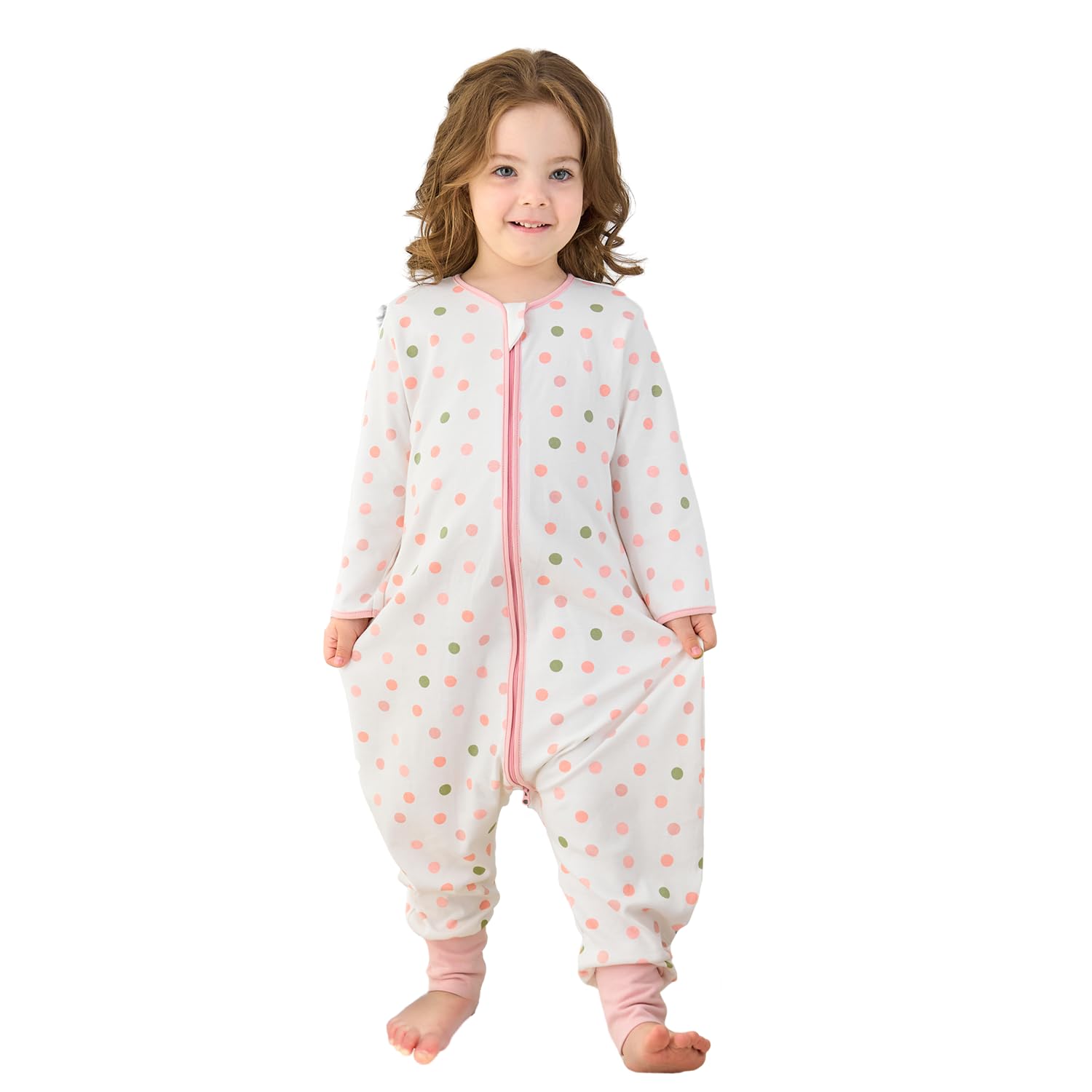 Baby Schlafsack Sommer mit Füßen 0.5 Tog 100% Baumwolle Kinder Sommerschlafsack mit Ärmel für Jungen und Mädchen
