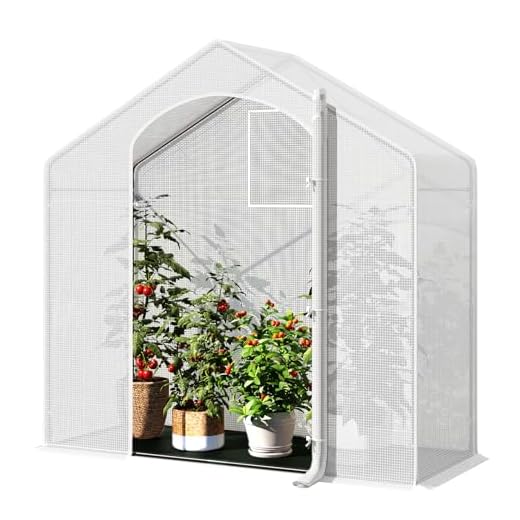 WOLTU Foliengewächshaus Winterfest mit Schwarzer PE-Gewebeboden, gewächshaus Folie für Aufzucht Tomaten, Tomatenhaus mit Tür Fenstern, aus Stahlrohr PE, 200x80x200cm, Weiß
