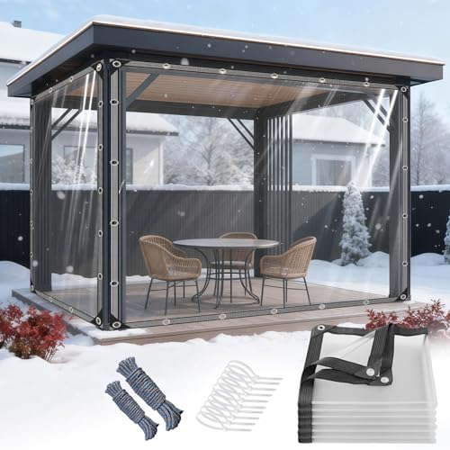 GPCHZM Transparente Plane mit Ösen 3x4m PVC Transparent Plane Wasserdicht Reißfest Abdeckplane für Outdoor Terrasse Balkon Pet Hutch Dach