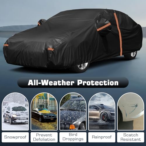 Car Cover Custom Fit for Nissan Sentra 2007-2025, All Weather Waterproof Cover for Automobiles, UV Protection, Snowproof, Scratch Resistant, Rain Protection (Black) by JAOGAUS - Image 6