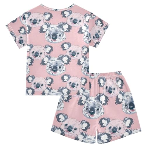 ALAZA Cute Koala Watercolor Pajamas Short Sleeve 2 Piece Sleepwear Top and Bottom Pajama Set Unisex2