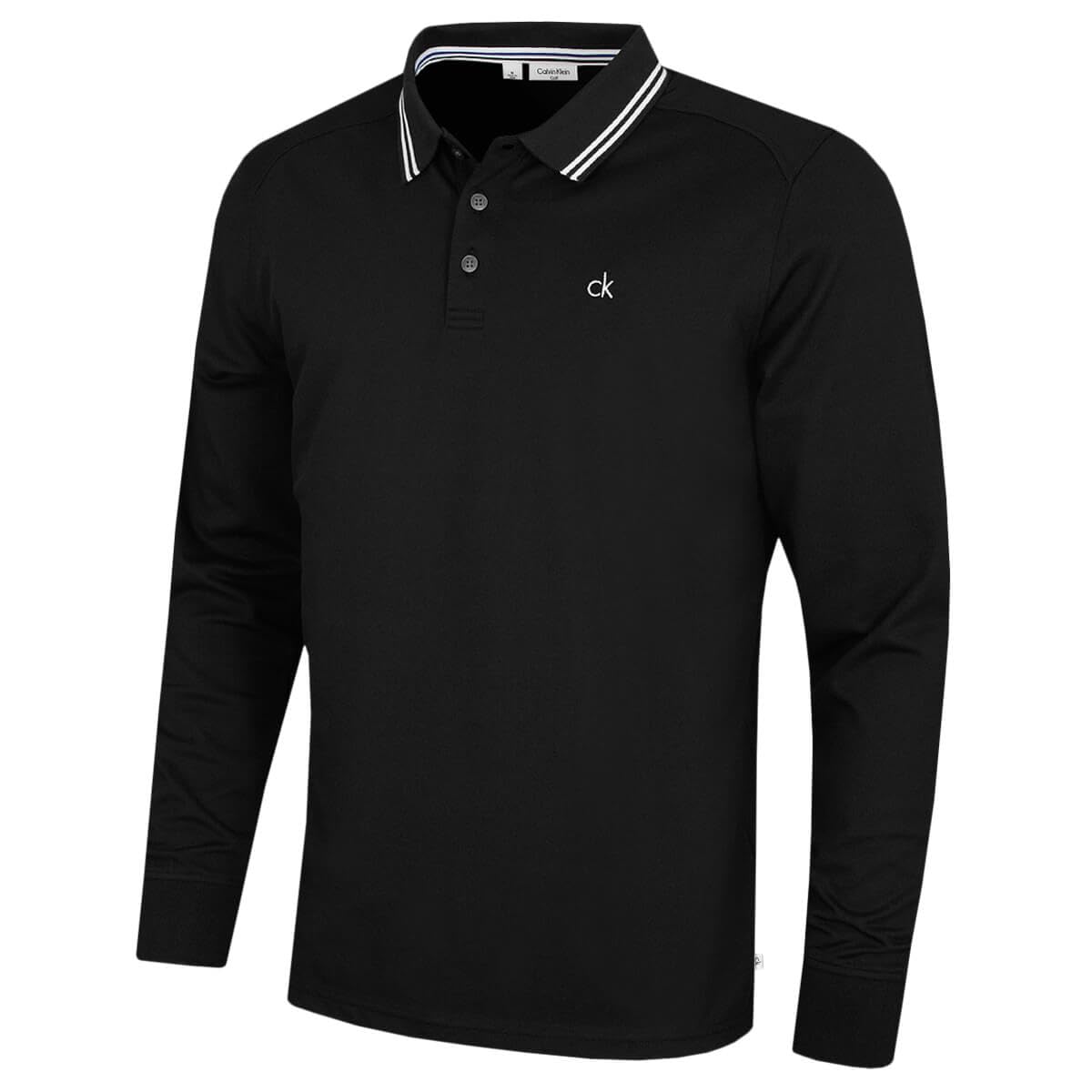 Calvin Klein Men's Black Campus Long Sleeve Polo Shirt - L