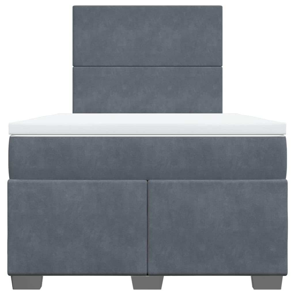 Samt Taschenfederkern Boxspringbett 120 x 200 cm Grau | Boxspringbett mit Matratze Dunkelgrau 120x200 cm Samt LED Bett mit Kopfteil verstellbar Taschenfederkern
