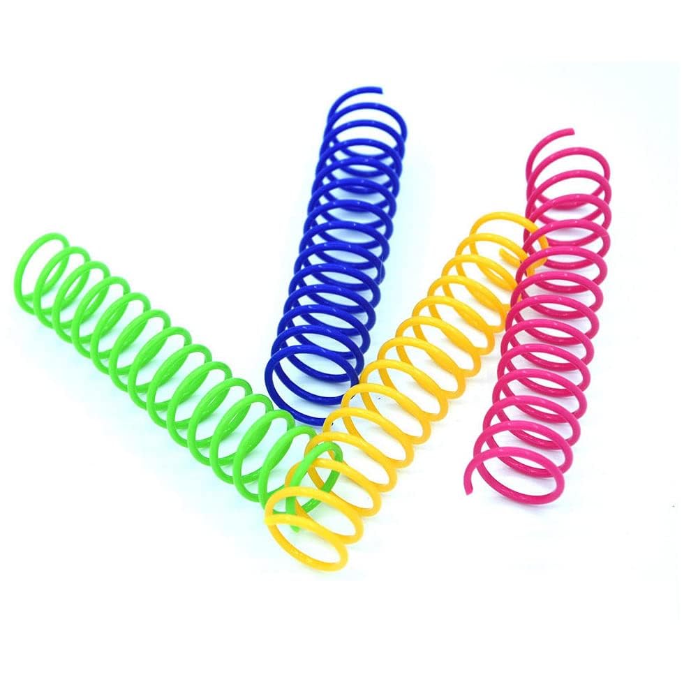 ELEGANTTIN 16 Pcs Cat Spring Toys Colorful Spring Cat Toys Cat Creative Toys for Kittens BPA Free Durable Heavy Plastic Interactive Toys to Kill Time and Keep Fit for Swatting Biting