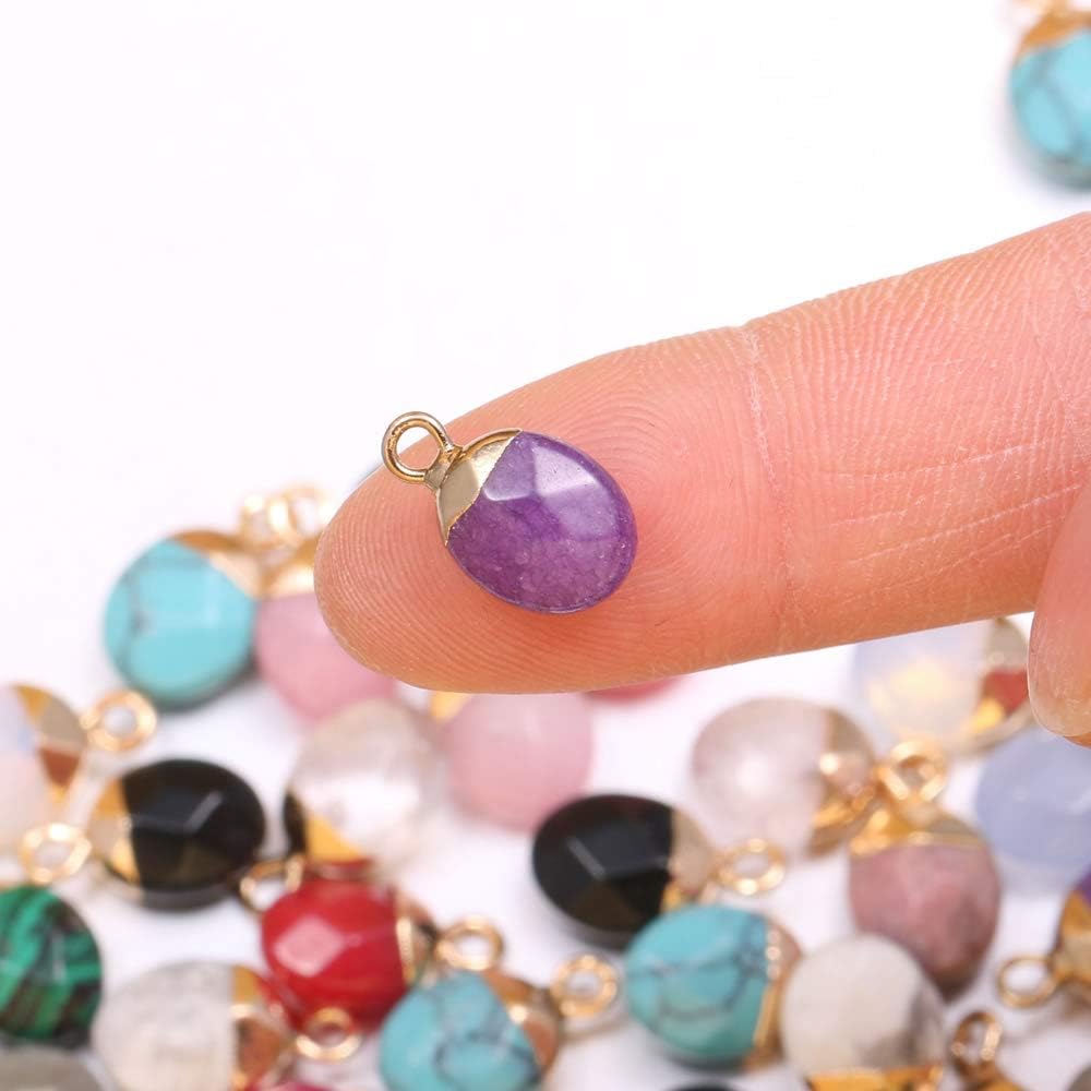 10PCs Natural Semi precious Stone Pendants,Charms 8x13mm for Jewelry Making Jade Turquoise Agate Crystal Quartz Beads Bracelet Necklace Jewelry Findings - Image 2