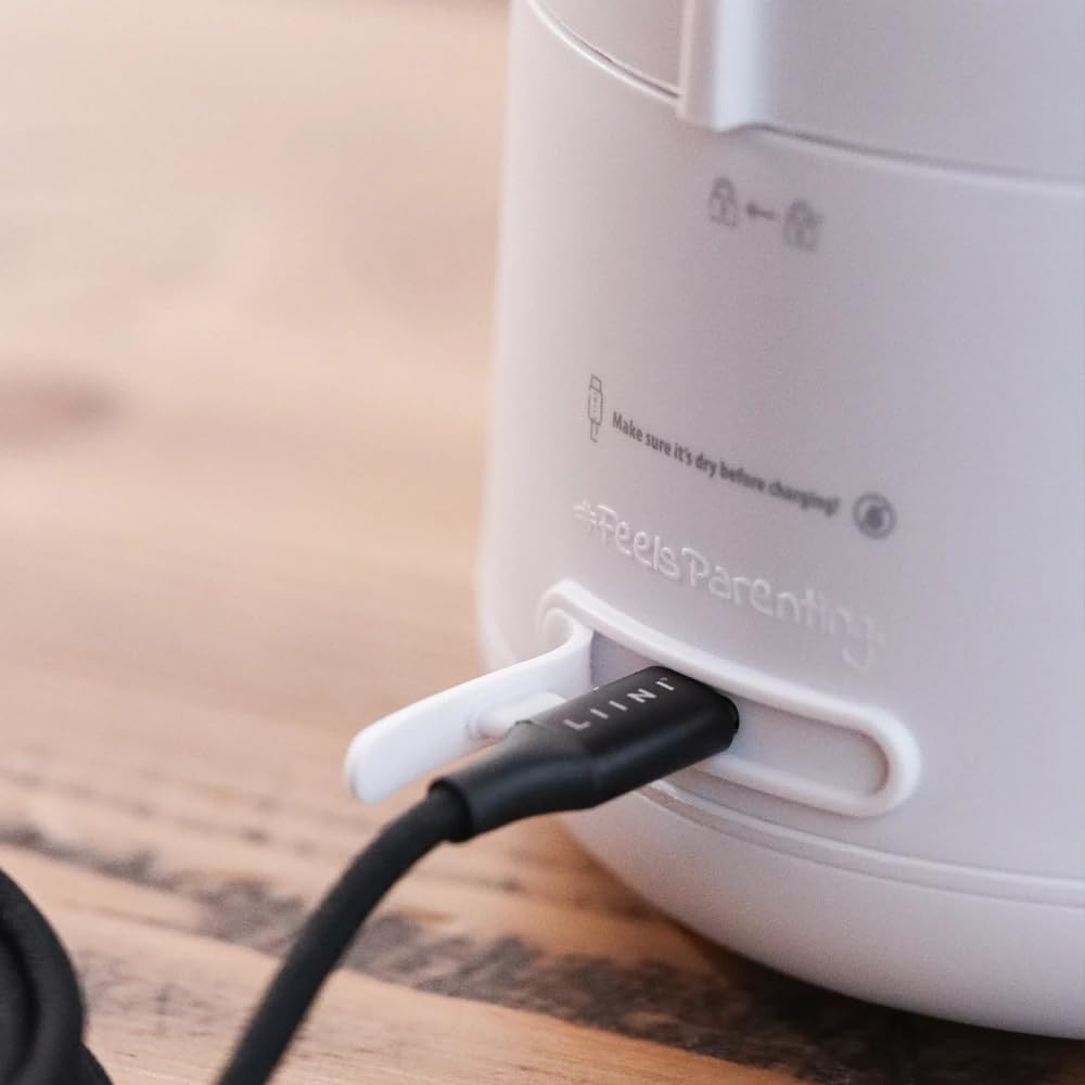 LIINI® 2.0 PRO Breiwärmer weiß – Akku Babybreiwärmer, 50W, 10'000 mAh, Erwärmen per Knopfdruck, IP66, auslaufsicher, Edelstahlplatte, BPA-frei, USB-C Aluminiumkabel