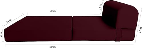Miniatura 5 de D&D Futon Furniture. Cama plegable de espuma para silla, sofá estudio, colchón de espuma plegable para invitados (6 x 24 x 70 pulgadas, borgoña)