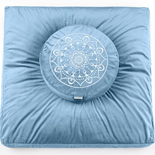 Hihealer meditationskudde, traditionell tibetansk meditationskudde sammetsöverdrag – stor golvkudde sittplatser för vuxna – yoga bovete stöd...