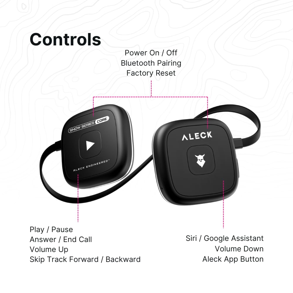 ALECK Snow Series Core Universal Wireless Bluetooth Helm Lautsprecher Kopfhörer für Ski und Snowboard Audio Ready Helme, Handschuhfreundliche Steuerung, Mikrofon Headset für Freisprechanrufe