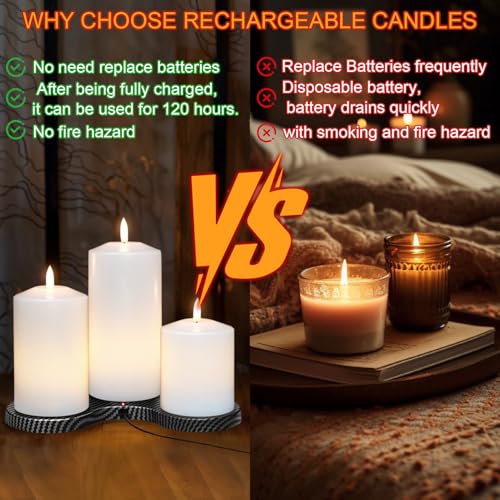 Image of GenSwin Rechargeable Flameless Candles Battery Operated with Remote Timer | LED Pillar Candles, Party /Wedding /Home Decor, White, 3 Pack, D3x H4.6 inch5.8 inch6.8 inch
