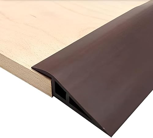 Tira de umbral de transición de puerta de vinilo, 36 pulgadas, reductor de pisoalfombra a azulejo, borde de puerta para tapete laminado (café, 36