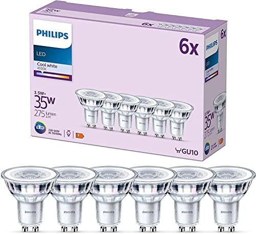 PHILIPS Classic LED GU10 Lampe 35W klar neutralweiß nicht dimmbar 6er Pack