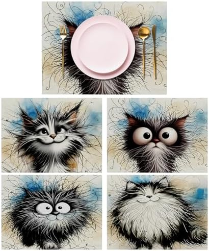 4 Pieces Animal Placemats, 30 x 45 cm Washable Placemats, Printed...