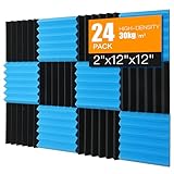 Lot de 24 panneaux acoustiques en mousse acoustique, 5 x 30 x 30 cm, absorbeur de bruit, p...