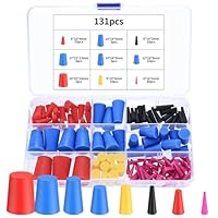 131 STK Gummistopfen Konisch, Silikon Vollgummistopfen Stopfen, Silikon Gummi Sortiment Set, Silikonstopfen Kegellochstopfen zum Abkleben von Löchern Während der Pulverbeschichtung, Gummistöpsel