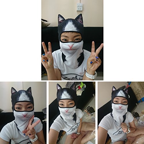 Image of WTACTFUL 3D Animal Ears Balaclava, Breathable Face Mask for Halloween