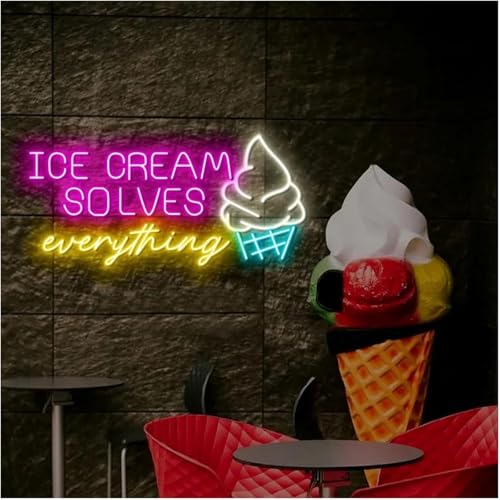 Lampe néon Ice Cream Solve Everything pour créer une ambiance apaisante dans la chambre