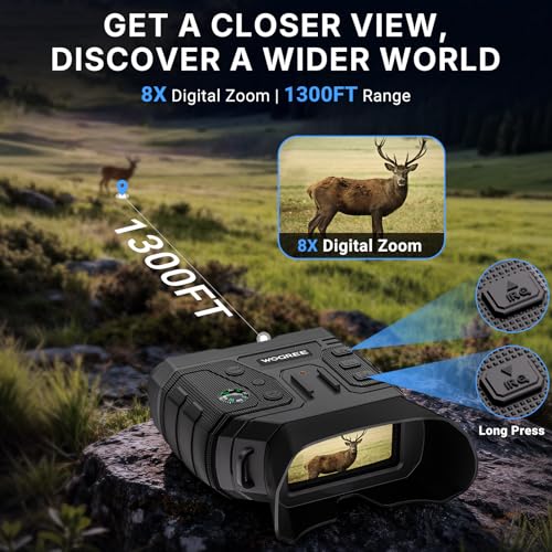 Image of Night Vision Goggles, 4K Night Vision Binoculars for Adults, 36MP Photo, 5000mAh Rechargeable Battery, 1300FT Range, 8X Digital Zoom, Infrared Vision, 32GB SD, Flashlight & Compass for Camping