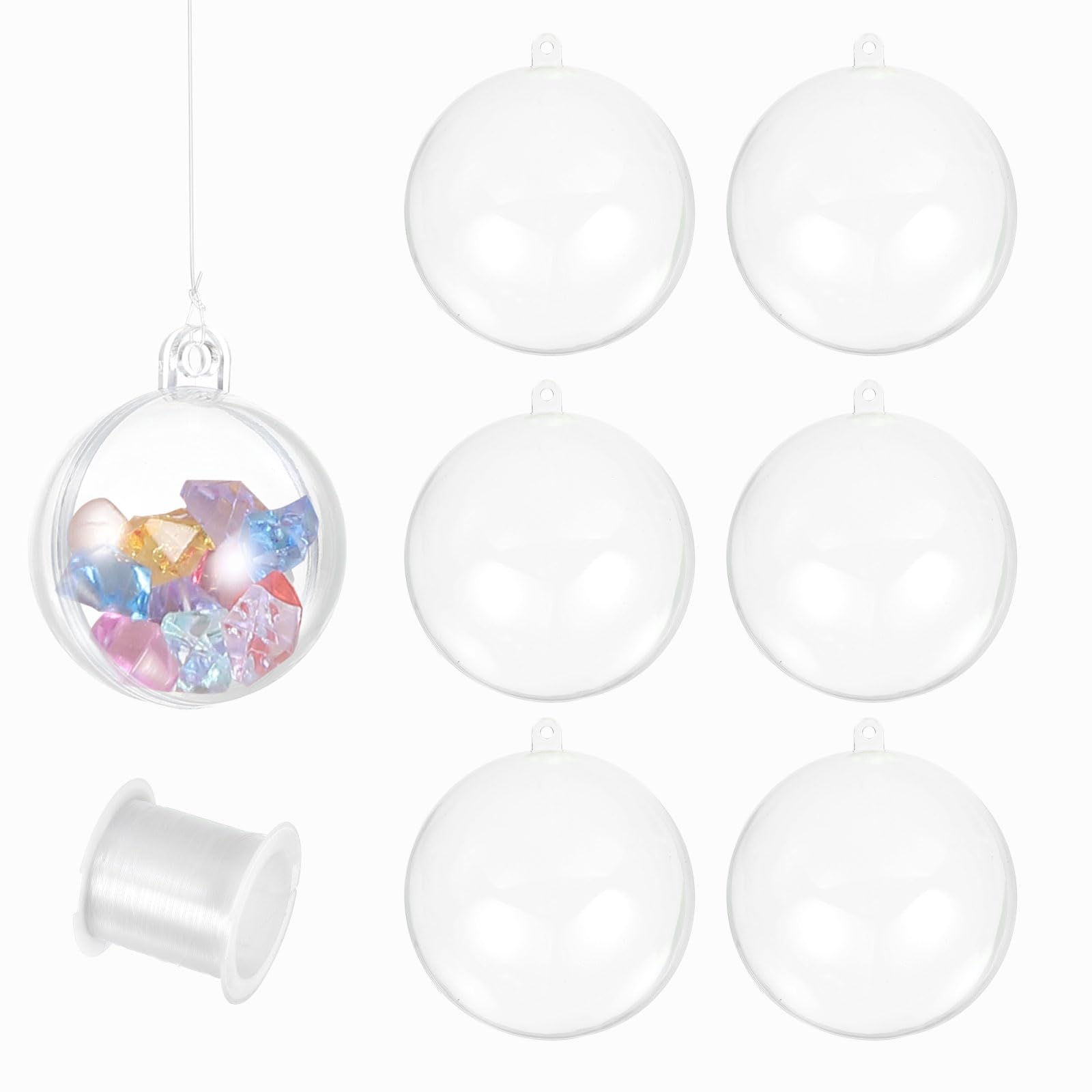 sourcing map Clear Plastic Fillable Ornaments 100mm/4" 6pcs