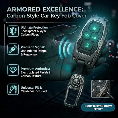 Image of Car Key Cover Compatible with Tata Nexon, Harrier | Safari | Altroz | Tigor | Ev | Punch | Tiago Ev Electric 4-Button Smart Key (Transformer Armour Series)