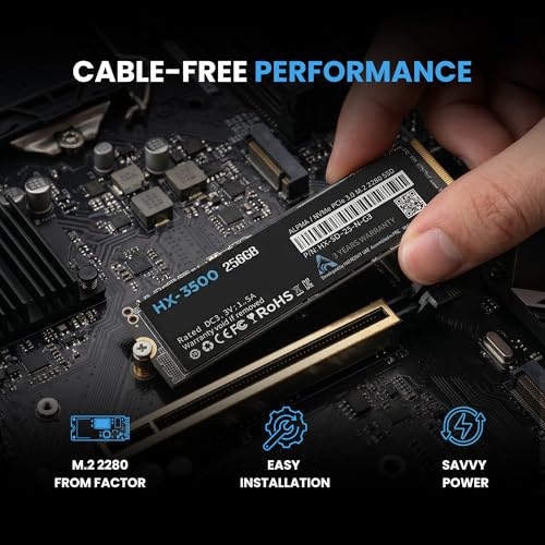 Image of Alpha HX-3500 256GB NVMe M.2 SSD 2280 | PCIe Gen 3x4 Internal SSD with Micron 3D TLC NAND | Up to 3000MB /s Read 2600MB /s Write | High Speed Storage for Gaming | 3+3 Year's Extended Warranty
