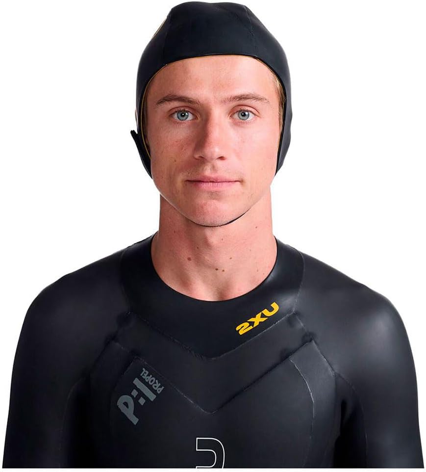 2XU Propel Neoprene Swim Cap UW7024f - Black/Ambition Size - S-M