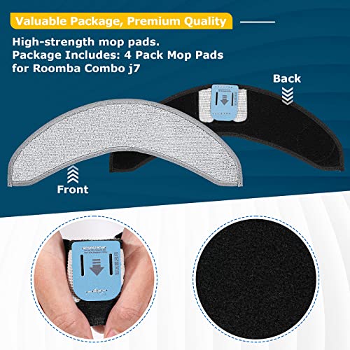 Image of 4 Pack Replacement Mop Pads for i-Robot Roomba Combo j7+ / j9+ Accessories | Microfiber Washable Mopping Pad for iRobot Roomba Combo j7+ / j9+ Robot Vacuum and Mop (Not fits for Roomba j7 / j7+ / j9+)