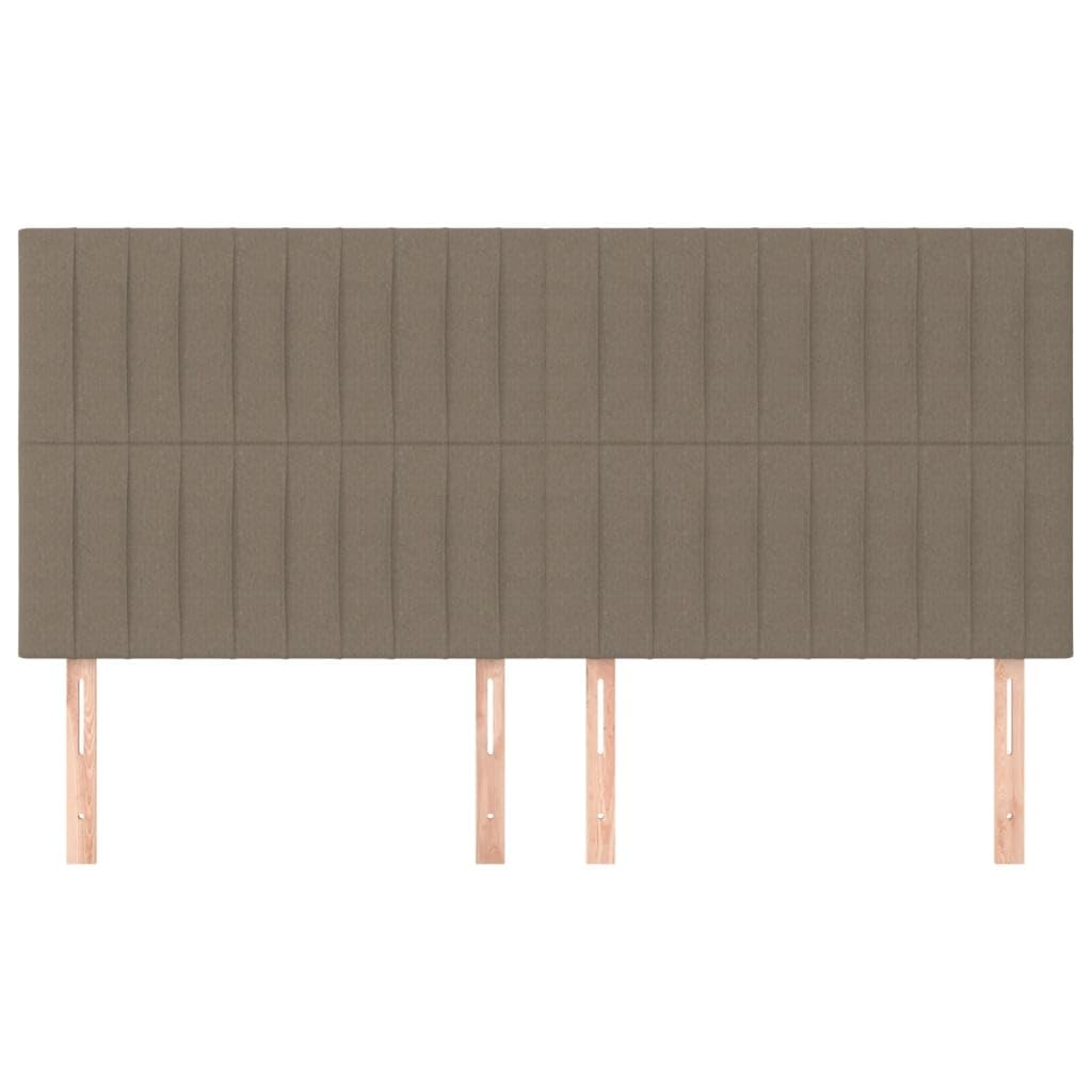 Zagłówek w kolorze szarobrązowym (taupe), 200 x 5 x 118/128 cm, obicie z poliestru, regulacja wysokości, klasyczne wzornictwo, wytrzymałe drewniane nogi, tapicerka do łóżka w sypialni