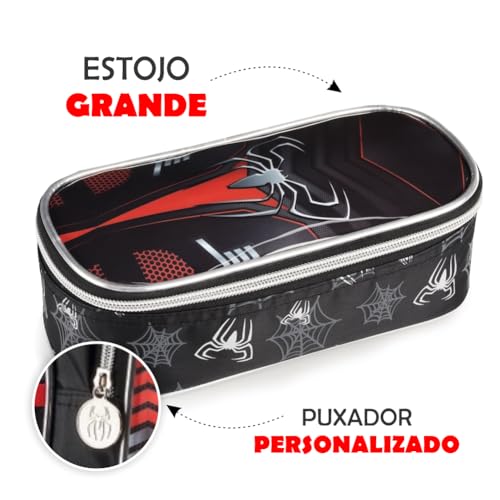 Kit Mochila 3 Pçs + Kit Escolar Infantil Homem Aranha Bolsa Com Rodinha Estojo Lancheira