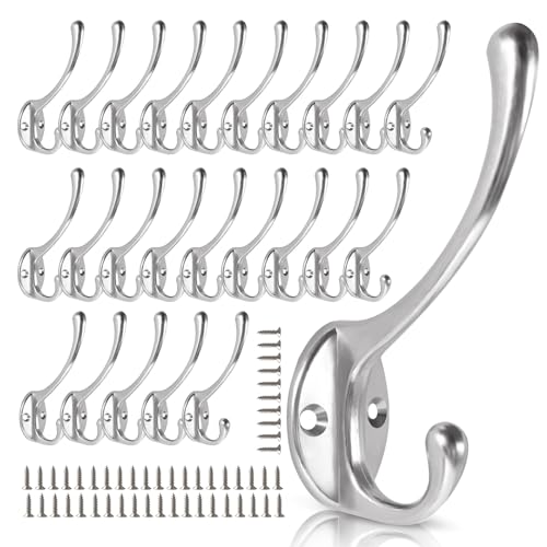 BRCRXW Wall Hooks for Hanging, 25-Pack Heavy Duty Metal Coat